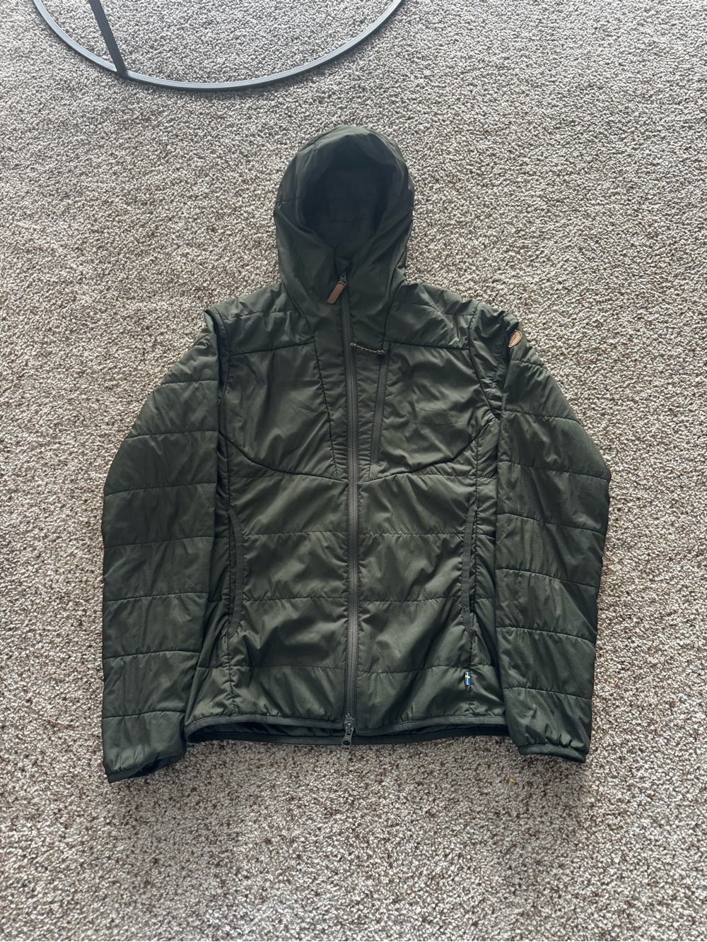 Fjallraven Olive Quilted Hooded Puffer Jacket